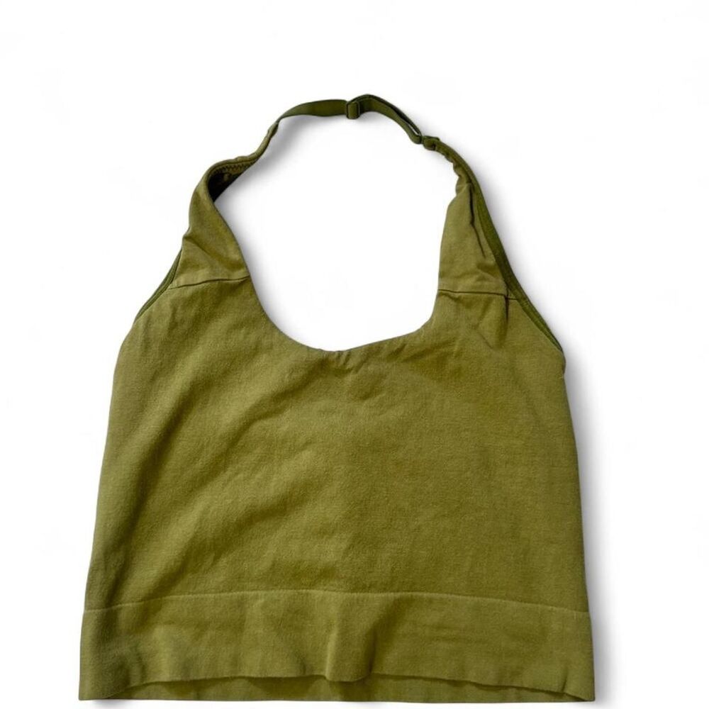 Aerie Women's Green and Khaki Crop-top